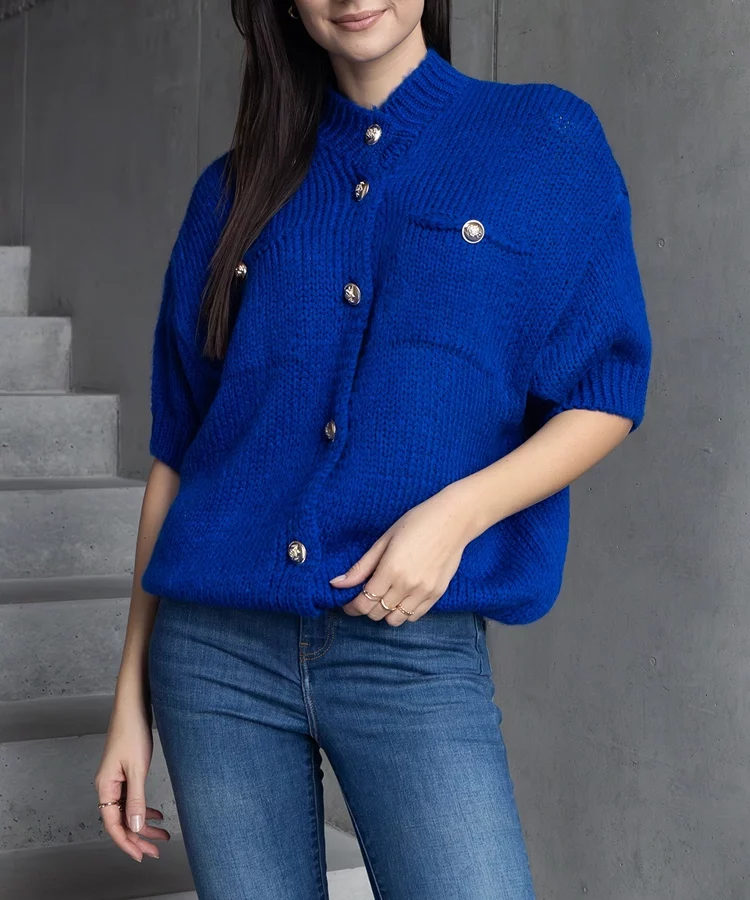 Sweter niebieski z krótkim rękawem Shela