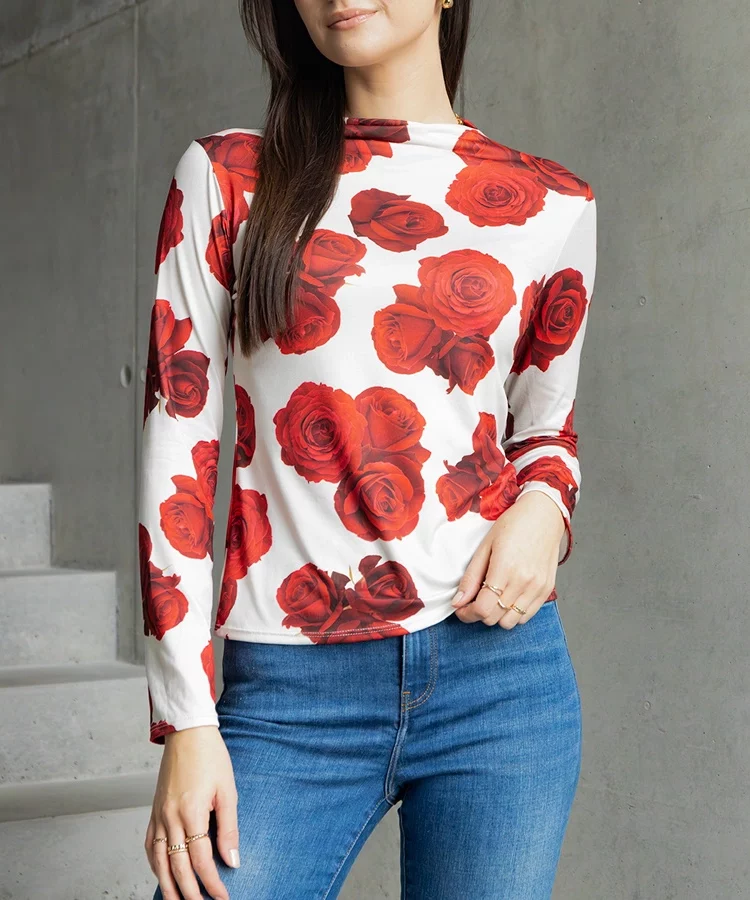 Beżowa bluzka zdobiona printem Amaya