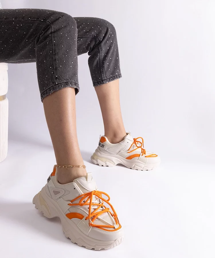 Beżowe sneakersy sportowe Sulamita