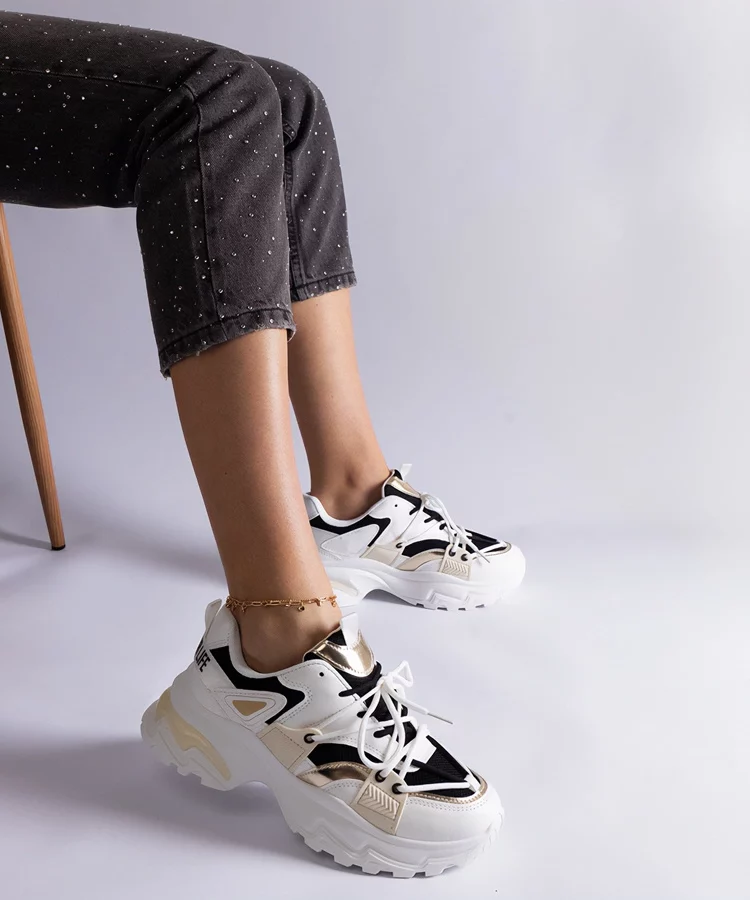 Biało-czarne sneakersy sportowe Sulamita