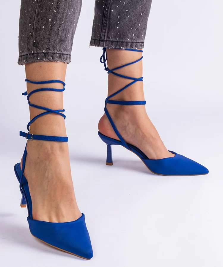 Niebieskie szpilki z odkrytą pięta Viktoriada