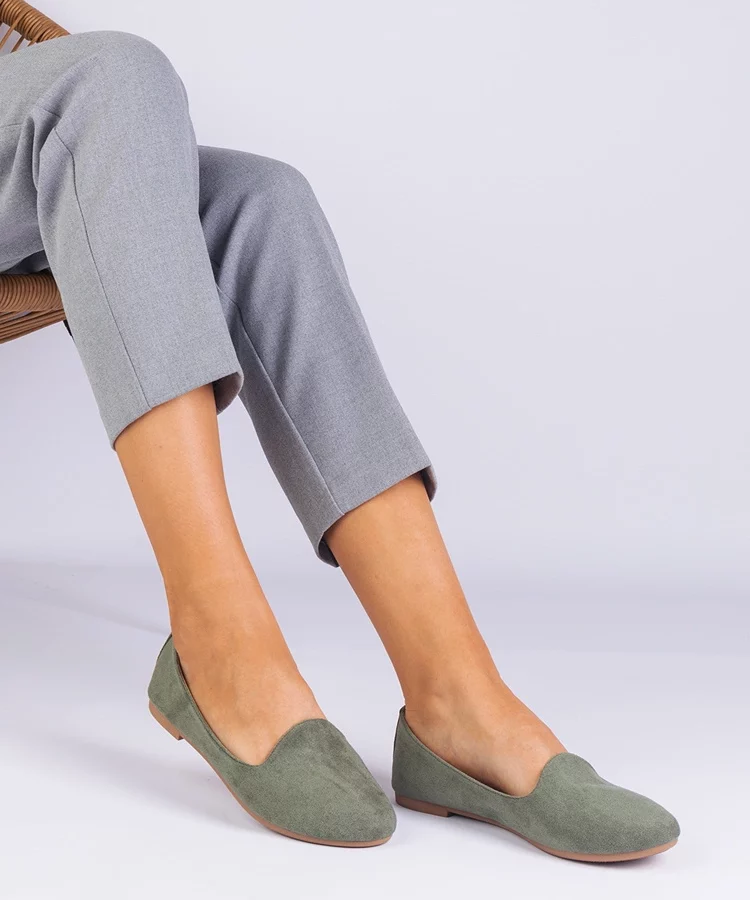 Zielone klasyczne balerinki z ekozamszu Valensia