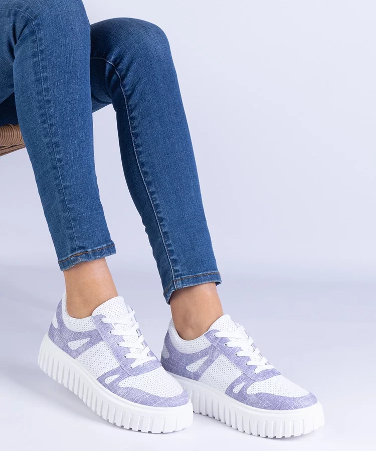 Fioletowe sneakersy ażurowe na masywnej podeszwie Lusinda