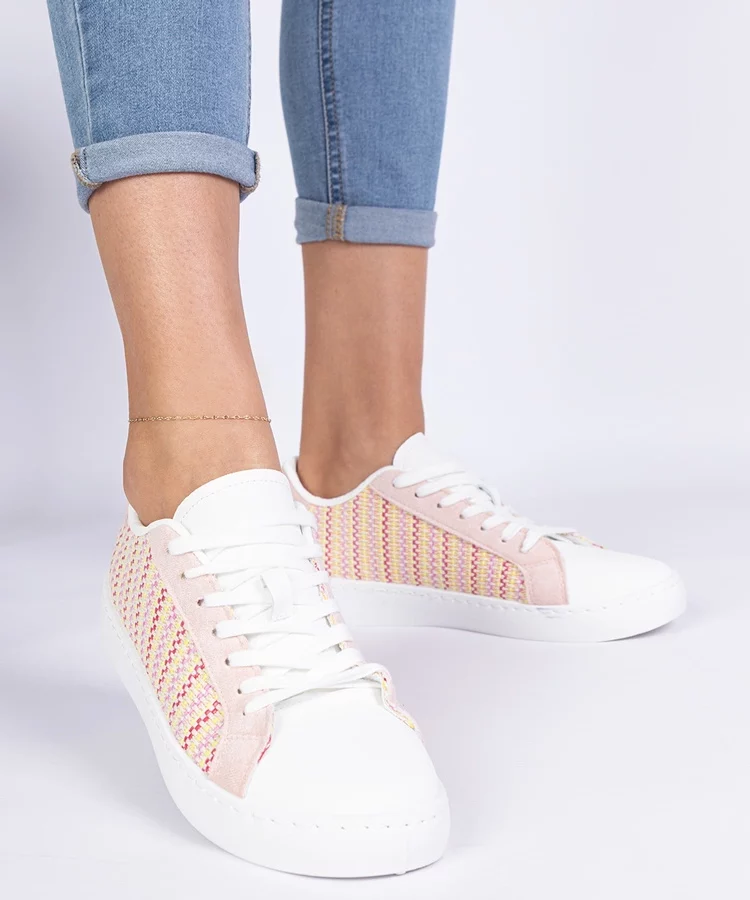 Różowe damskie sneakersy materialowe Bellisio