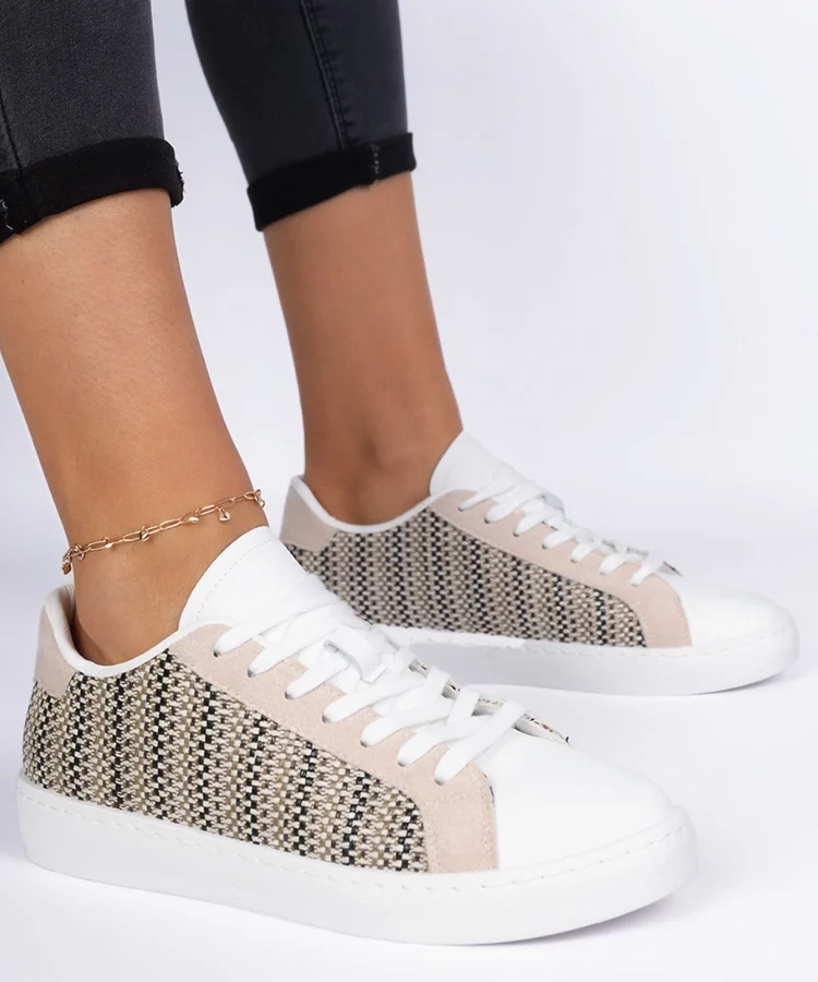 Beżowe damskie sneakersy materialowe Bellisio