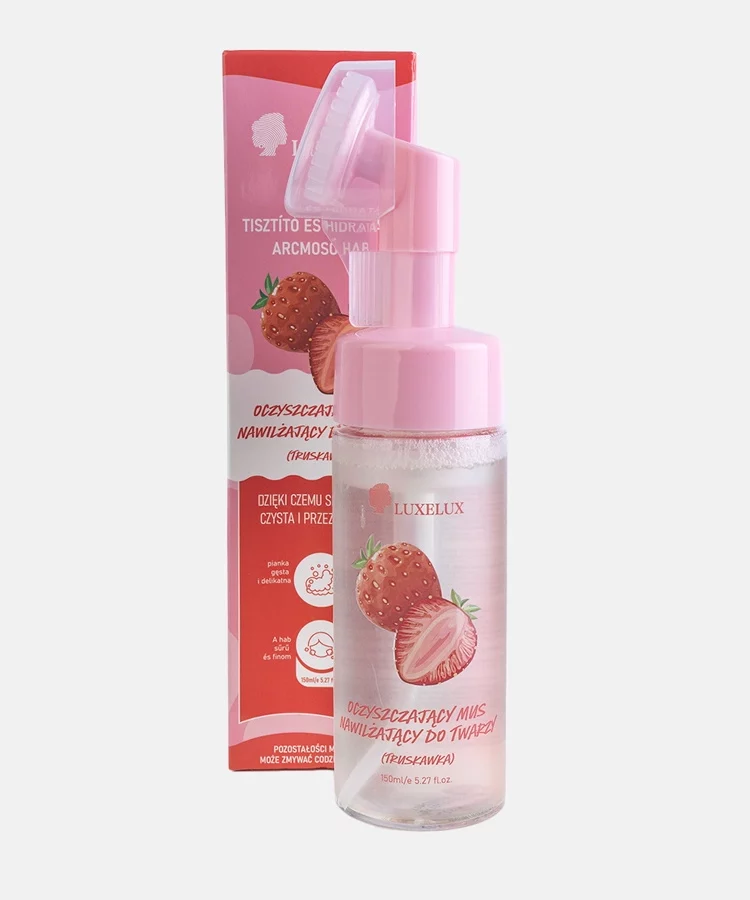Oczyszczająco-nawilżający mus do twarzy truskawkowy Luxelux