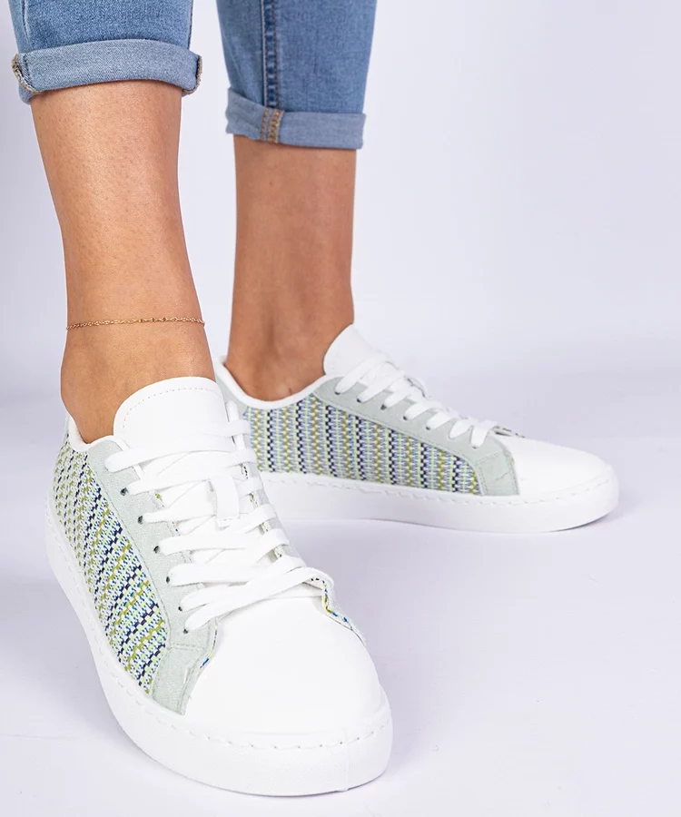 Zielone damskie sneakersy materialowe Bellisio