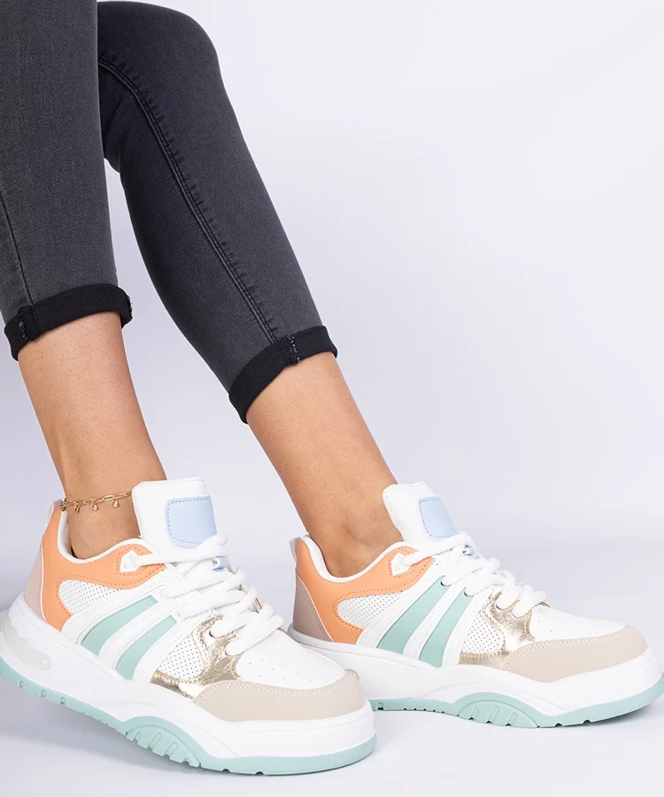 Pomarańczowe damskie sneakersy z masywnym sznurowaniem Bartella