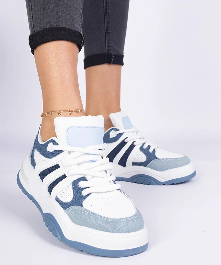 Niebieskie damskie sneakersy z masywnym sznurowaniem Bartella