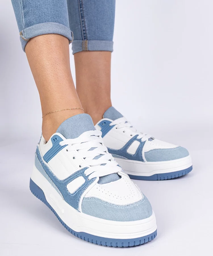 Niebieskie damskie sneakersy sportowe Pretta