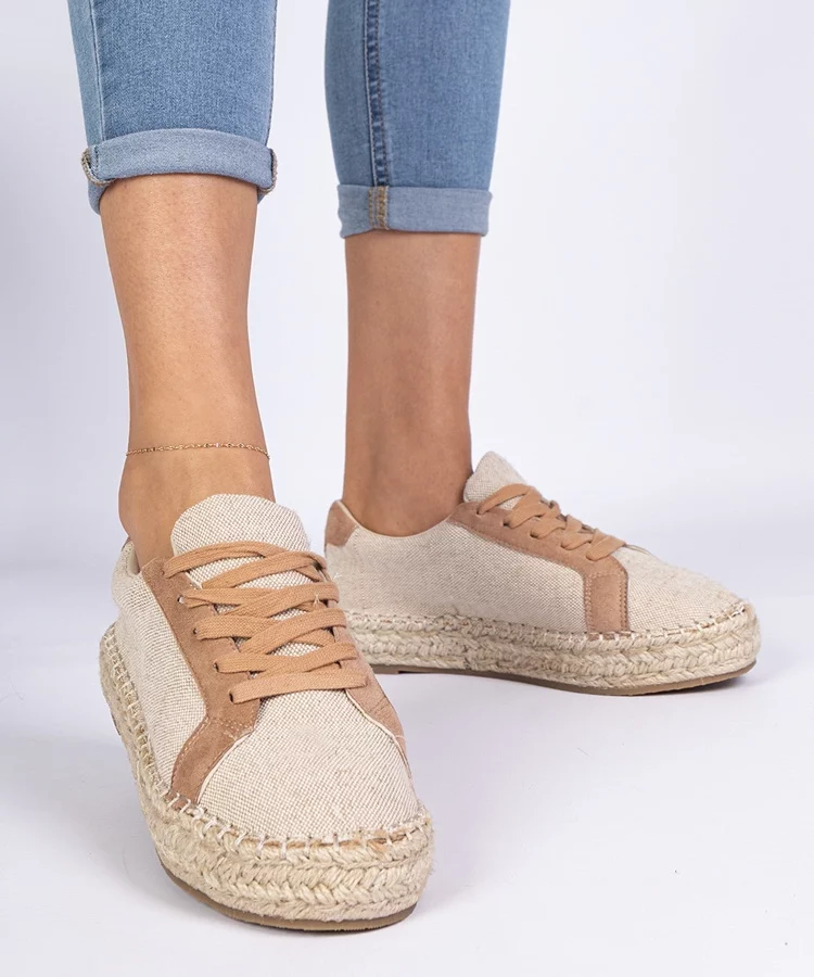 Brązowe damskie espadryle sznurowane Malsi