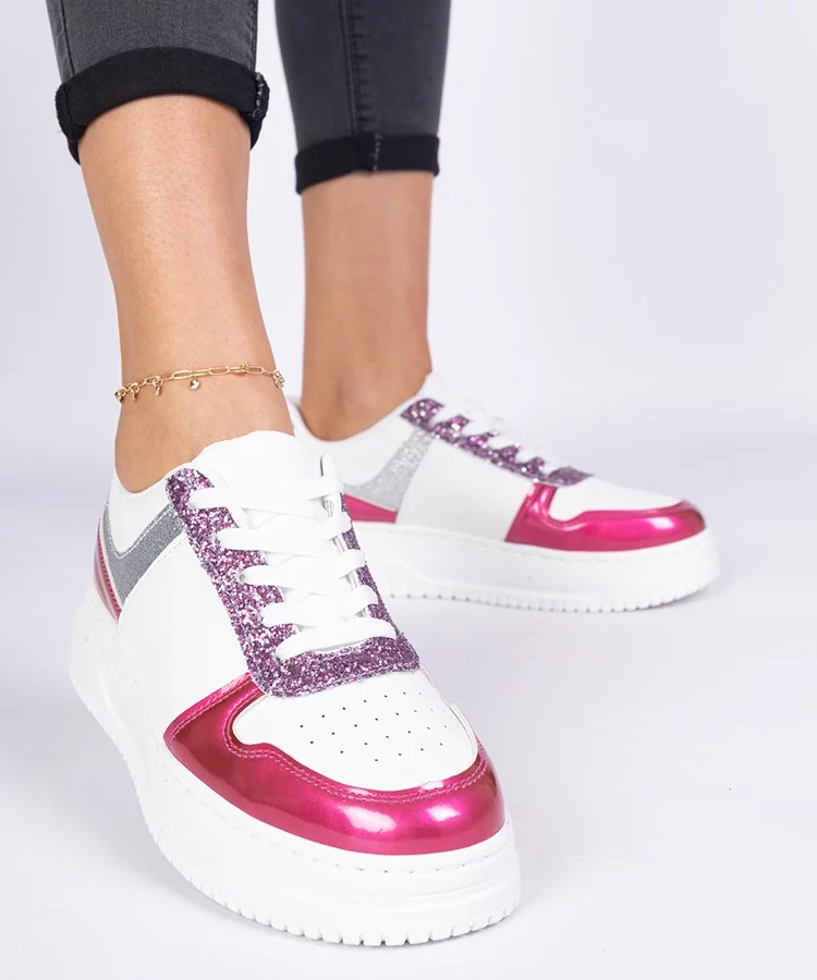 Różowe sneakersy damskie na grubej podeszwie Dolla