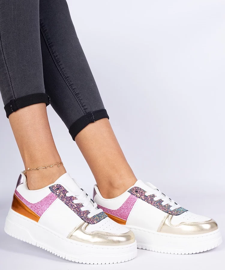 Wielokolorowe sneakersy damskie na grubej podeszwie Dolla