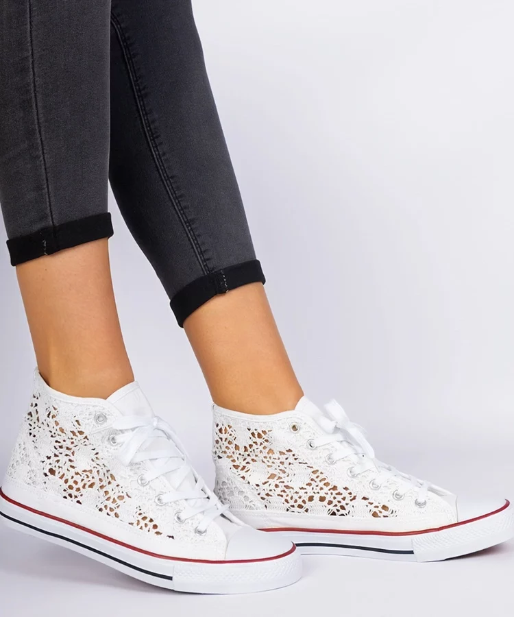 Białe trampki damskie ażurowe Lesli