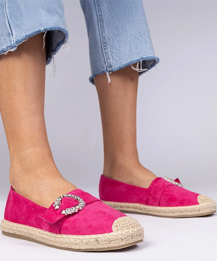 Różowe espadryle zdobione cyrkoniami Maruta