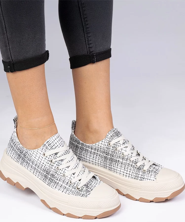 Biało-szare trampki na grubej podeszwie Salsana