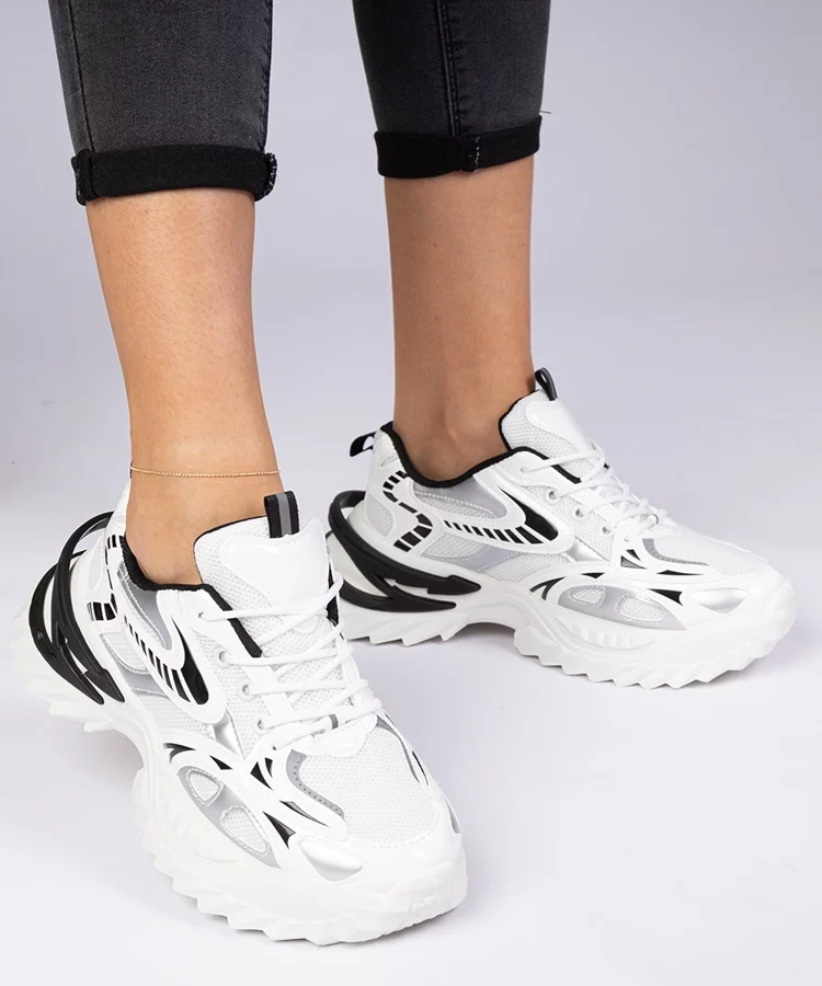 Białe sneakersy sportowe na masywnej podeszwie Lirata