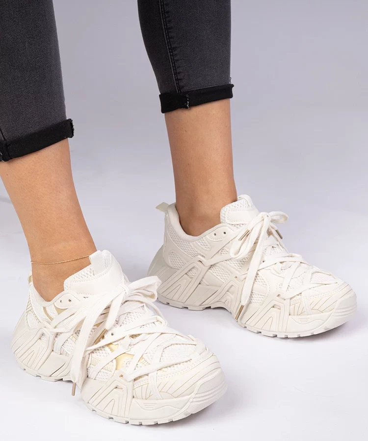 Beżowe sneakersy na masywnej podeszwie Telda