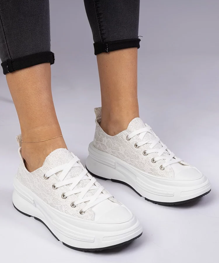 Białe damskie trampki koronkowe Katerin