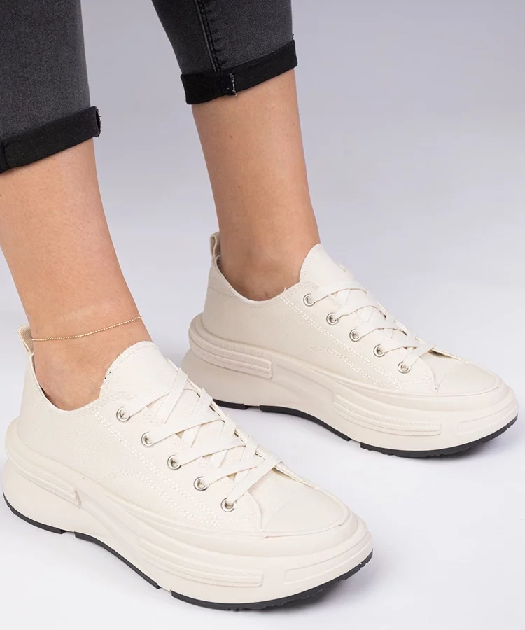 Beżowe damskie trampki materiałowe Katerin