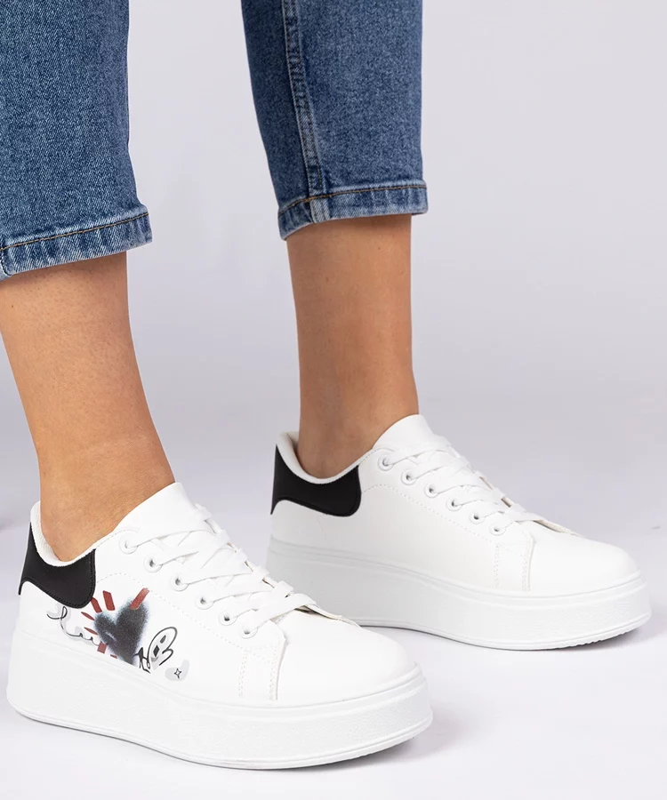 Biało-czarne sneakersy trampki sportowe damskie Zelinda