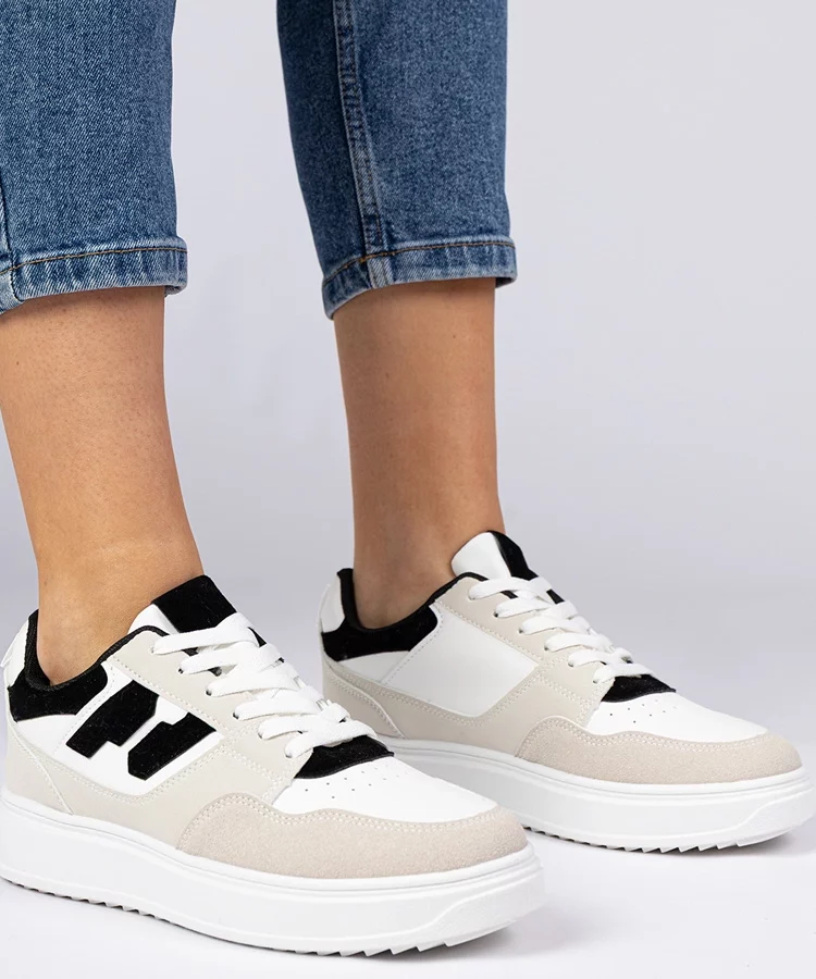 Biało-czarne sneakersy trampki damskie Lavria