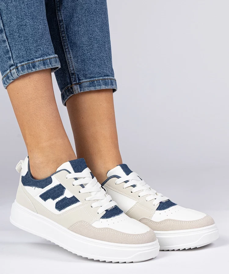 Biało-niebieskie sneakersy trampki damskie Lavria