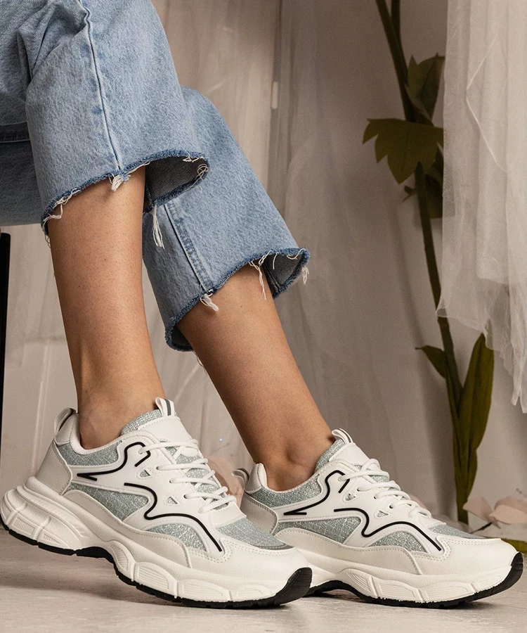 Biało-zielone sneakersy damskie sportowe Maurita