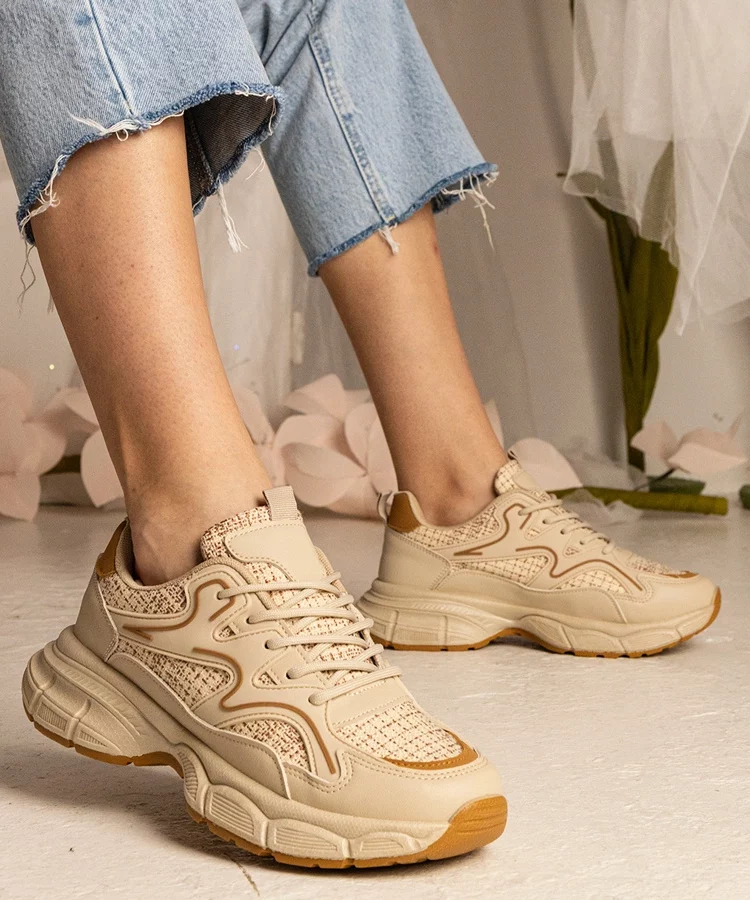 Beżowe sneakersy damskie sportowe Maurita