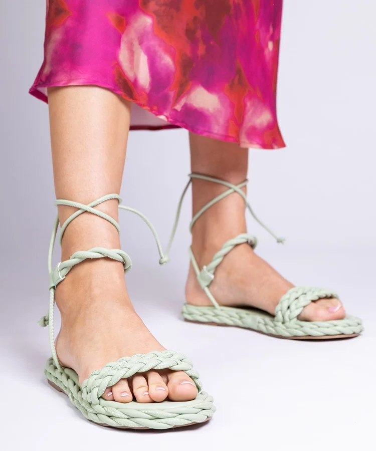 Zielone sandały damskie plecione Tarina