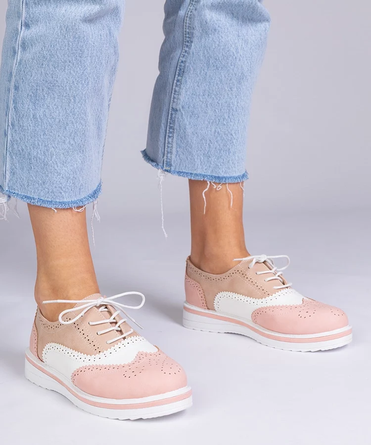 Różowe klasyczne półbuty oksfordki Toddi