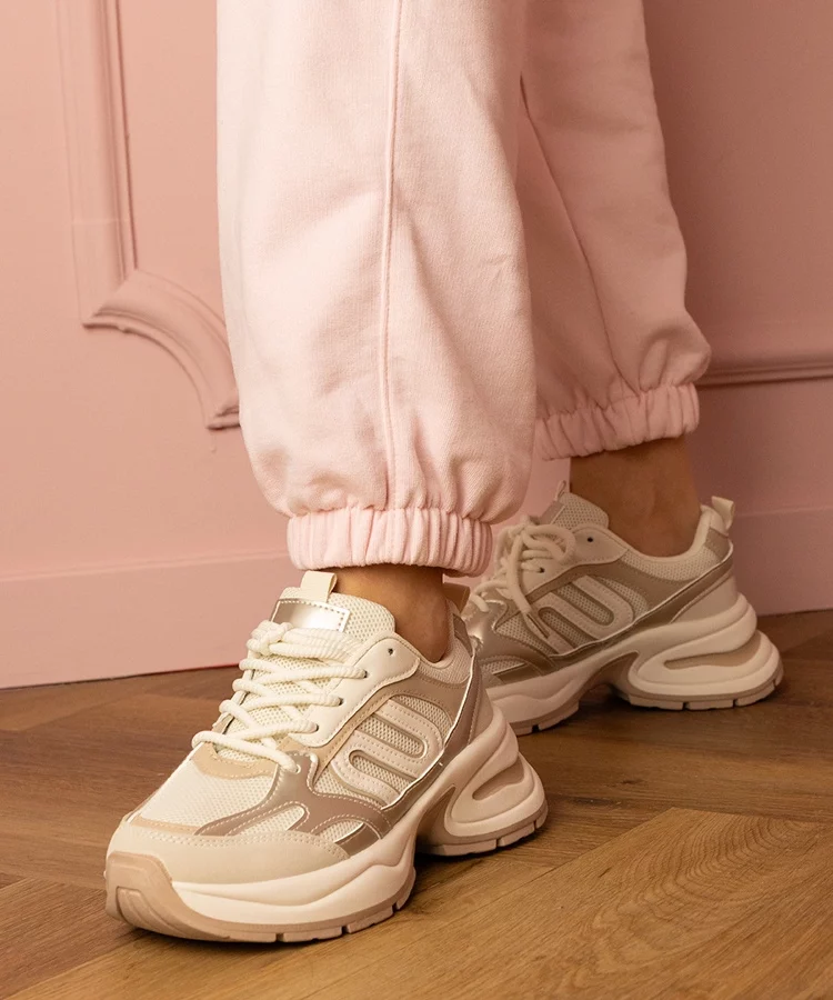 Beżowe sneakersy sportowe na masywnej podeszwie Aries