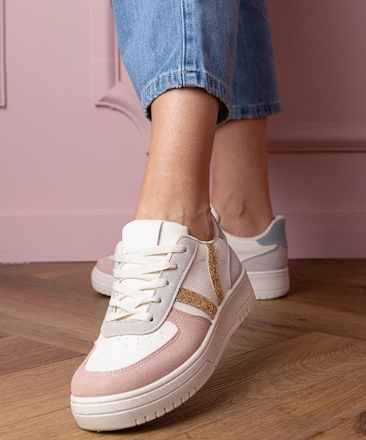 Wielokolorowe sneakersy trampki zdobione brokatem Blona