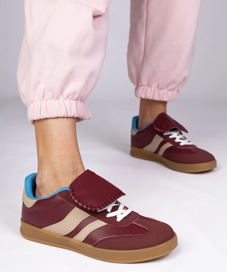 Bordowe sneakersy trampki damskie sportowe Lukka