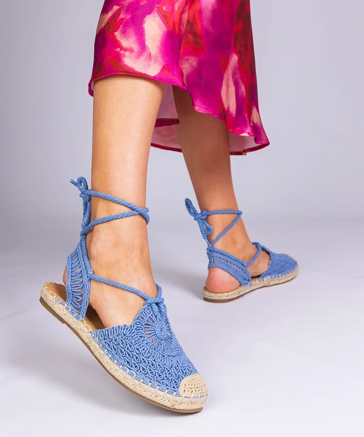 Niebieskie sandały espadryle na płaskim obcasie Relis