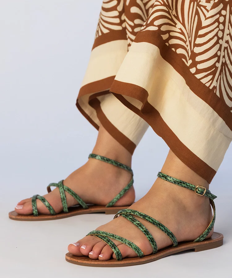 Zielone sandały na płaskiej podeszwie Kates