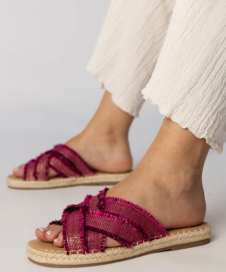 Różowe klapki espadryle Berunda