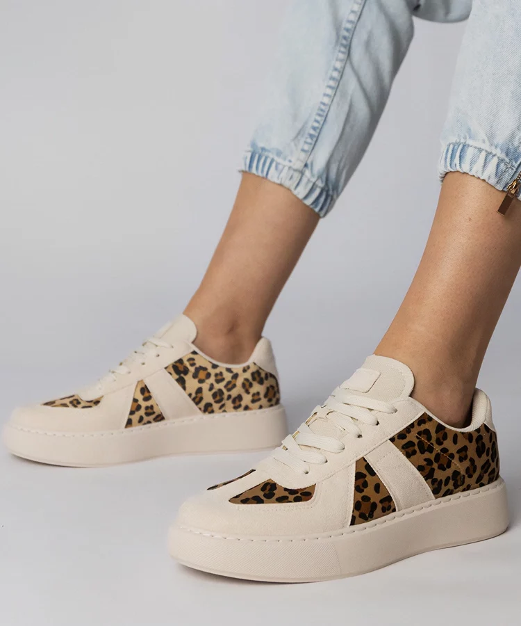 Beżowo-panterkowe sneakersy damskie Toris