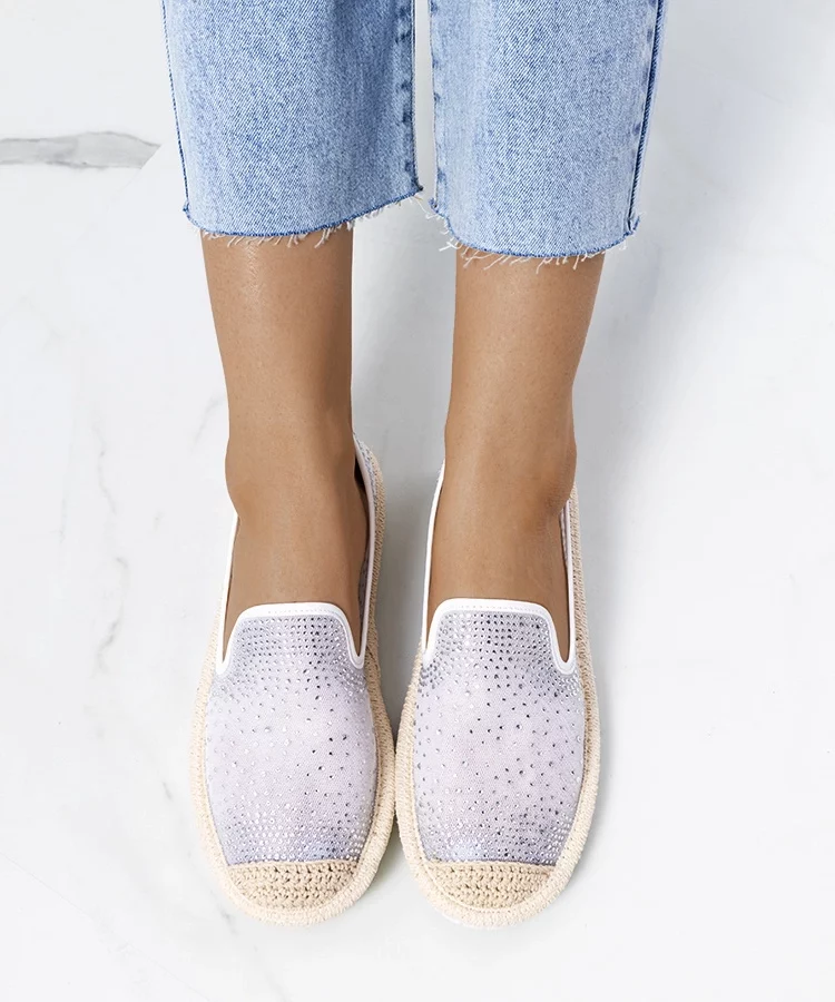 Białe espadryle z cyrkoniami Punter