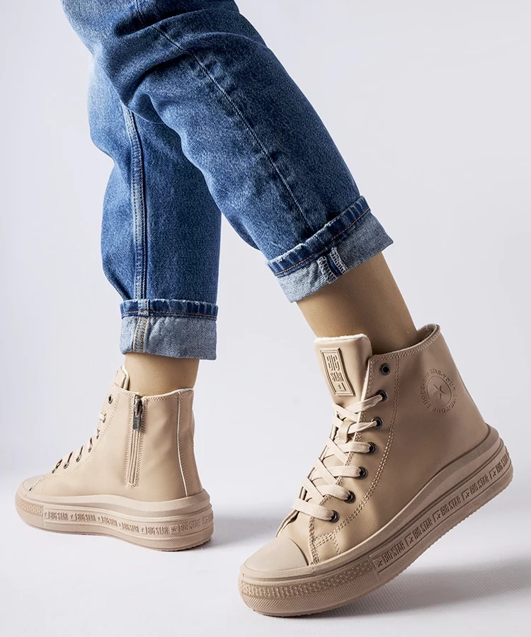 Beżowe ocieplane trampki Big Star MM274022