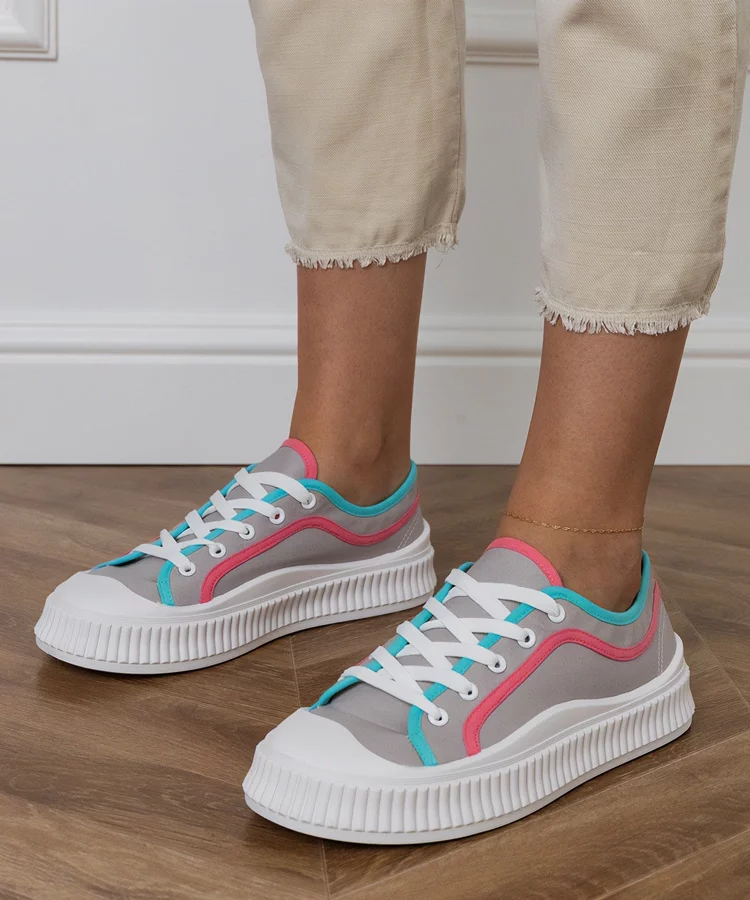 Szare trampki damskie na platformie Salis