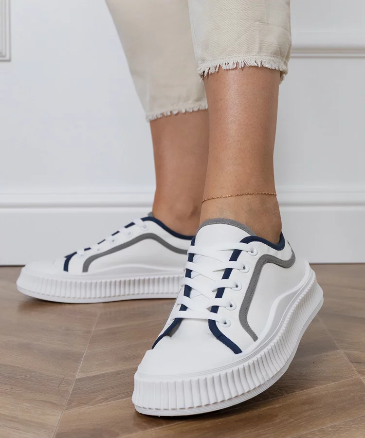 Białe trampki damskie na platformie Salis