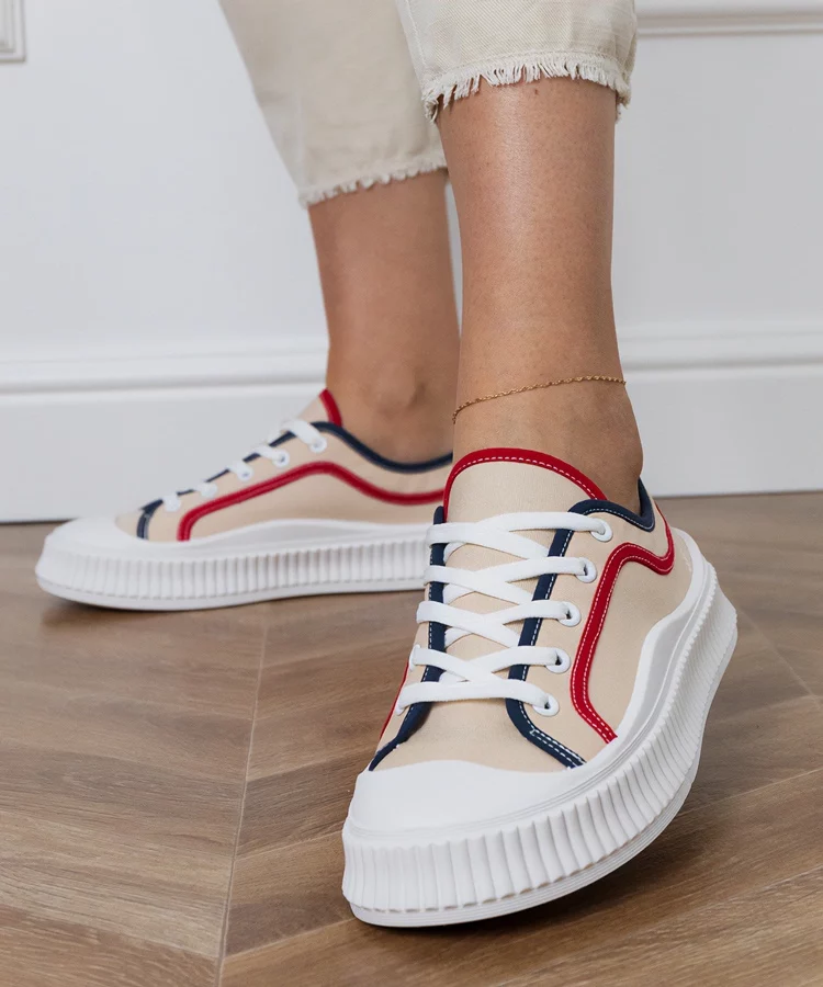 Beżowe trampki damskie na platformie Salis