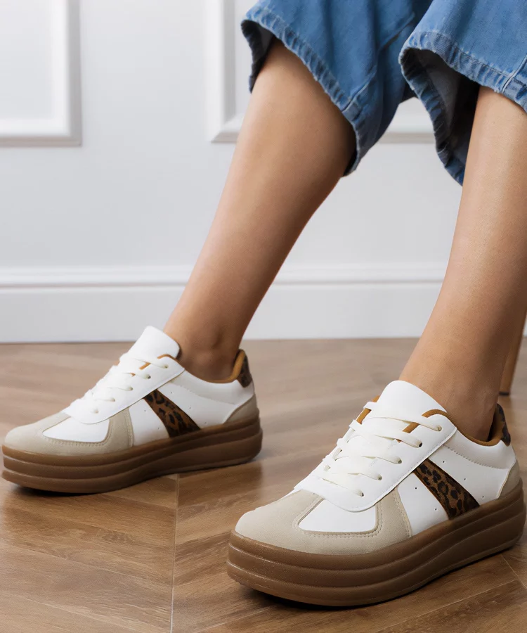 Panterkowe sneakersy damskie na platformie Serila
