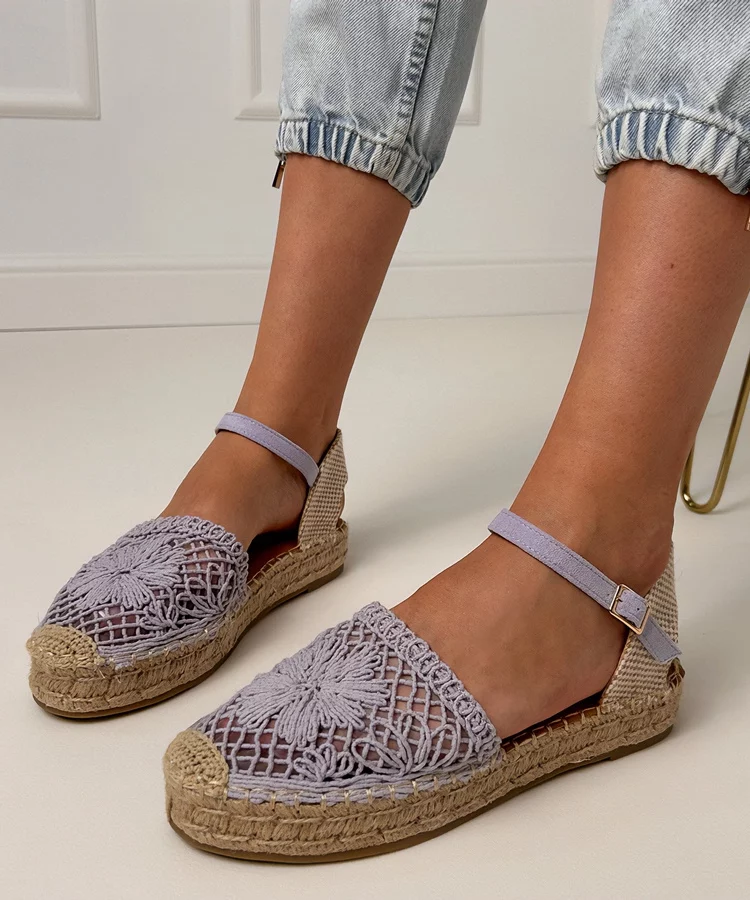 Fioletowe sandały espadryle ażurowe Santos