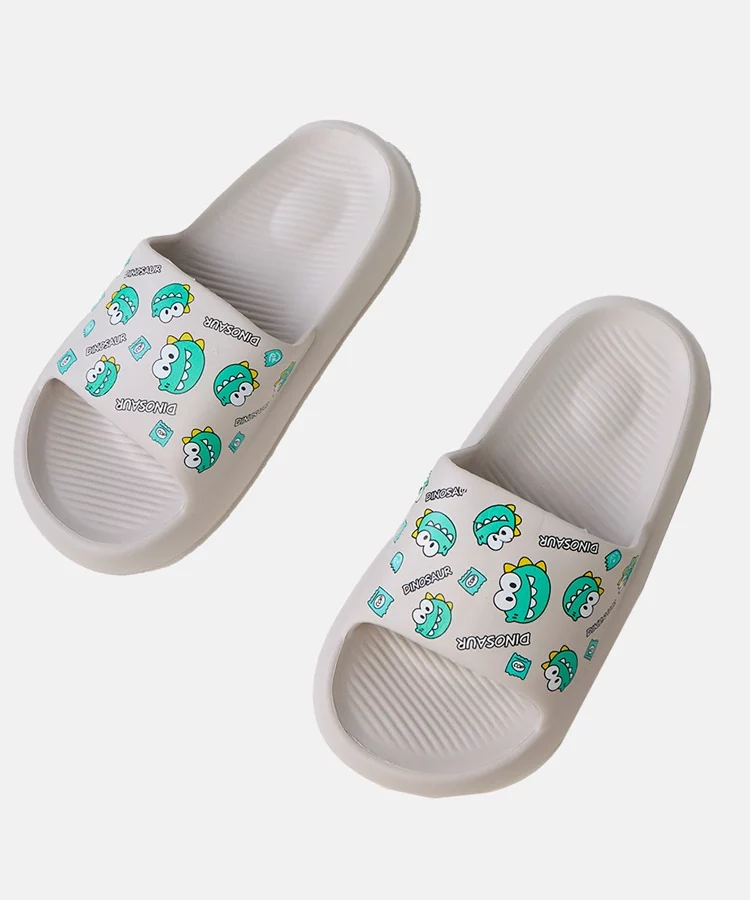 Szare klapki dziecięce z nadrukiem Dinos