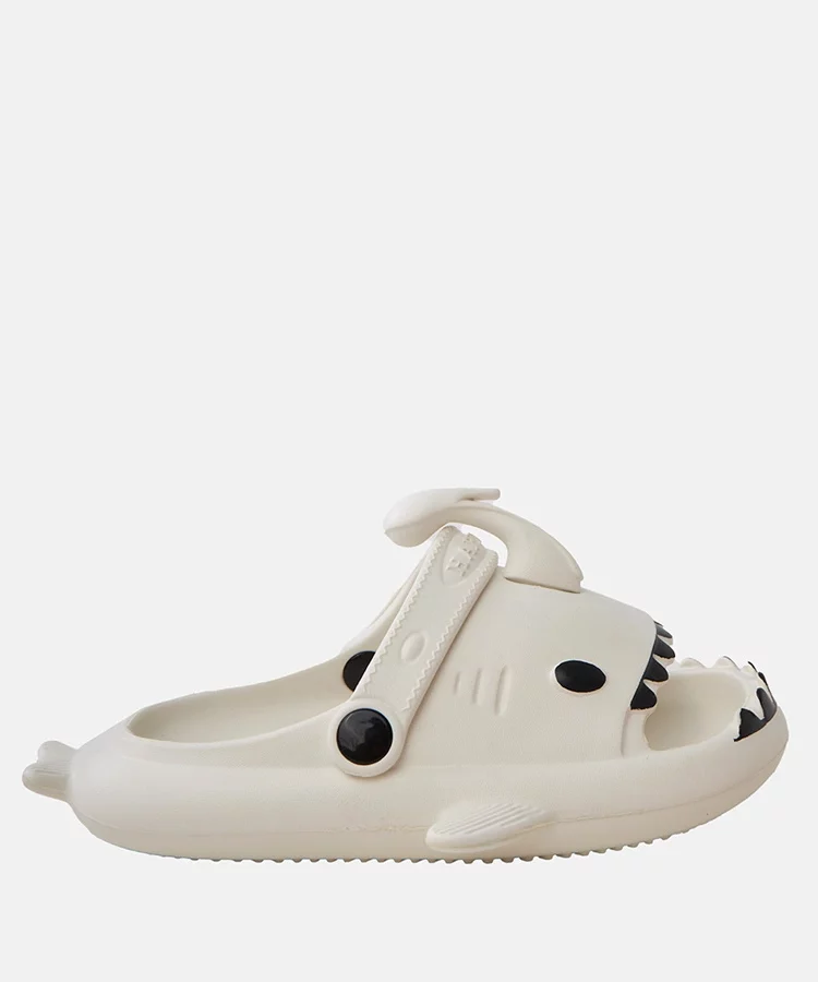 Białe klapki dziecięce z motywem rekina Tossi