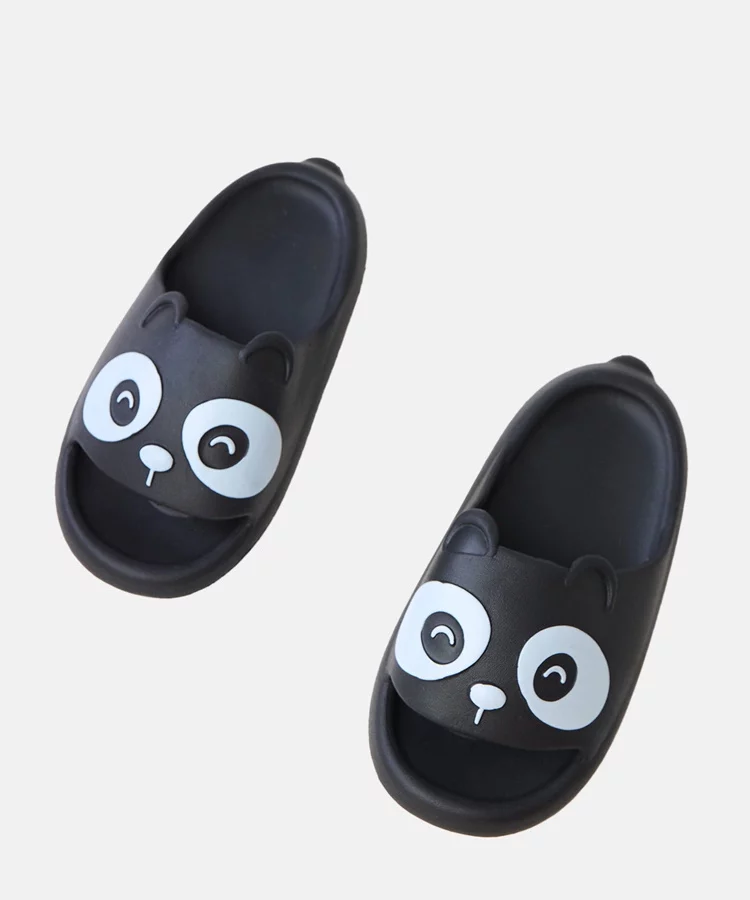 Czarne klapki dziecięce z motywem pandy Ketti