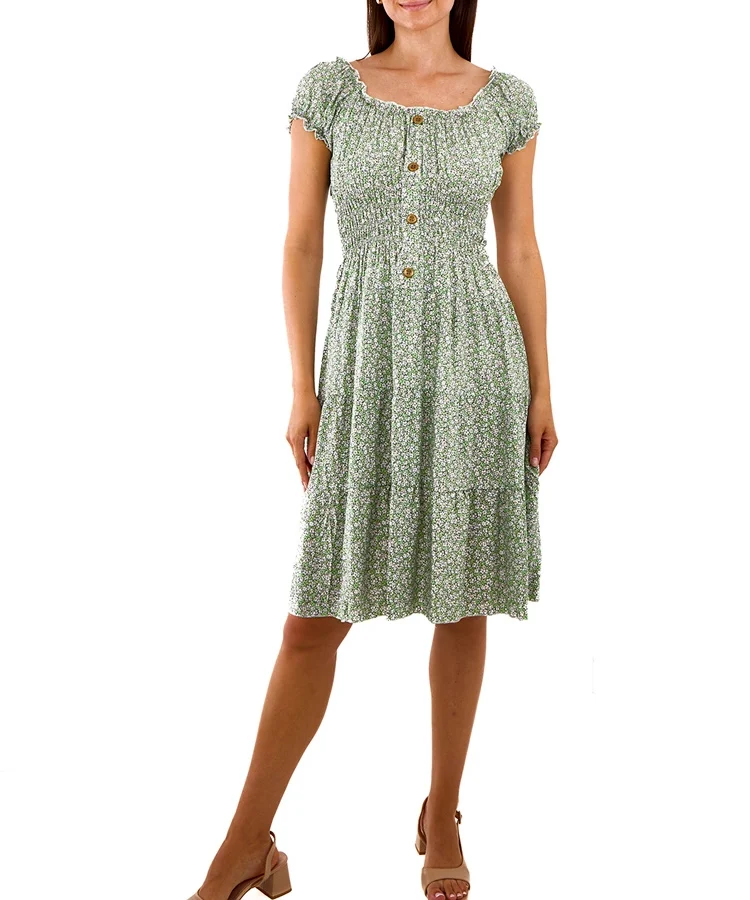 Zielona sukienka midi w kwiatki Sauro