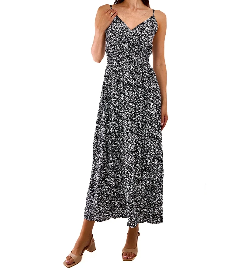 Czarna sukienka maxi w kwiaty Esperia